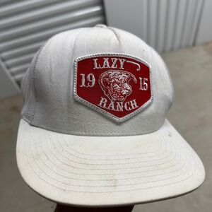 Lazy Ranch‎ Trucker Hat White Mesh Back Red Patch Adjustable Snapback Classics
